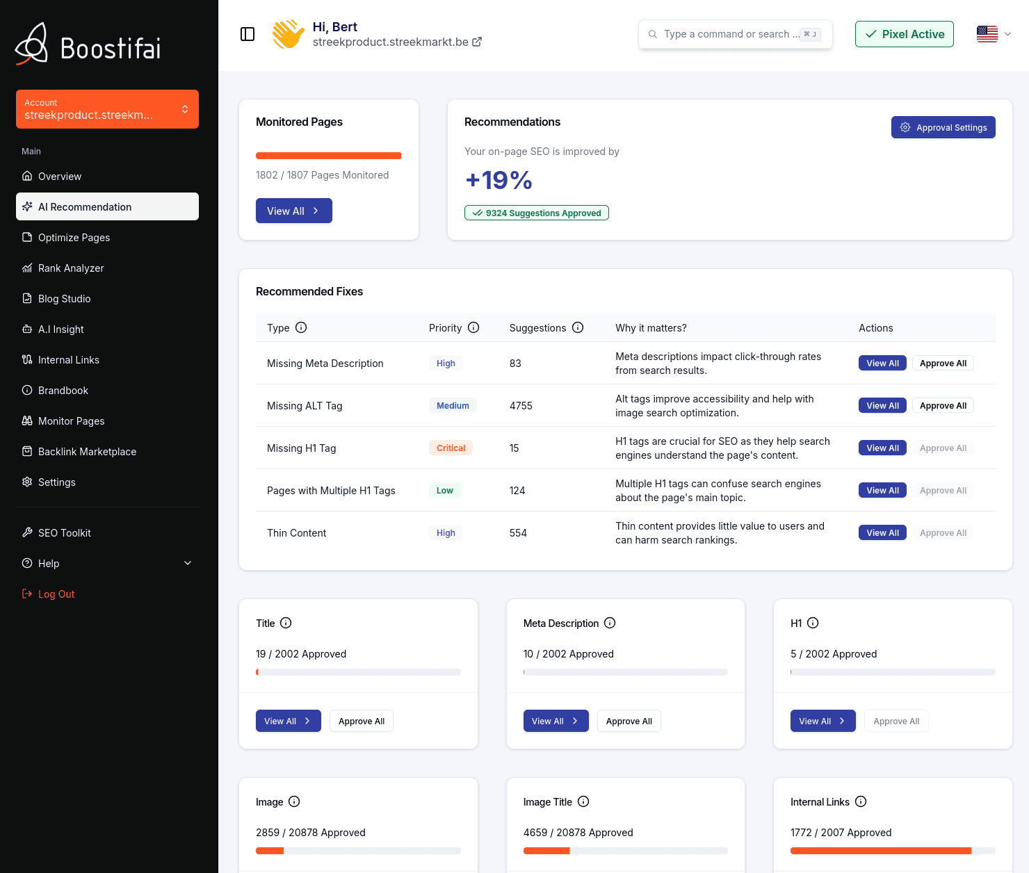 AI Recommendations Dashboard
